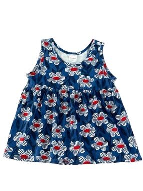 Hanna Andersson Navy Floral Tank Top - Blue Daisy Print sz 130 US 8